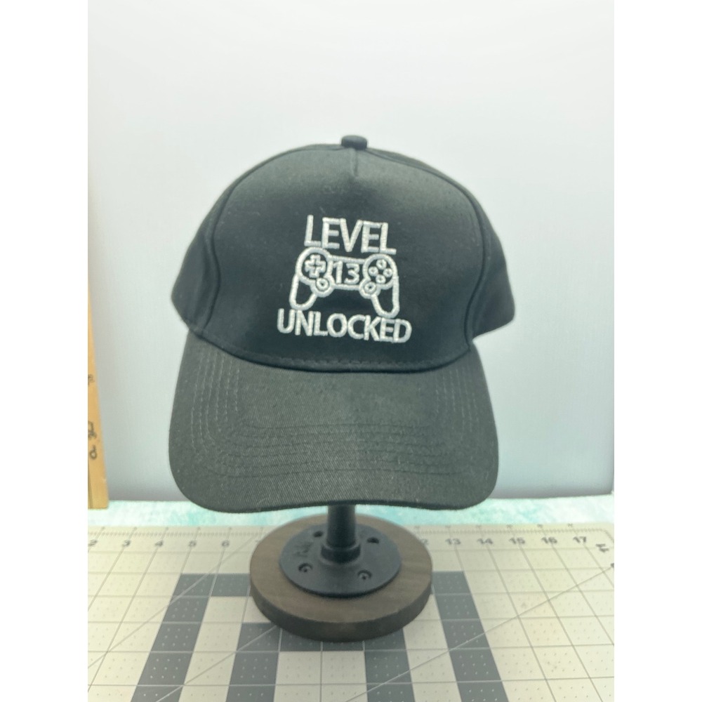 Level 13 Unlocked Gamer Baseball Cap Black Adjustable Hat Video Game Controller